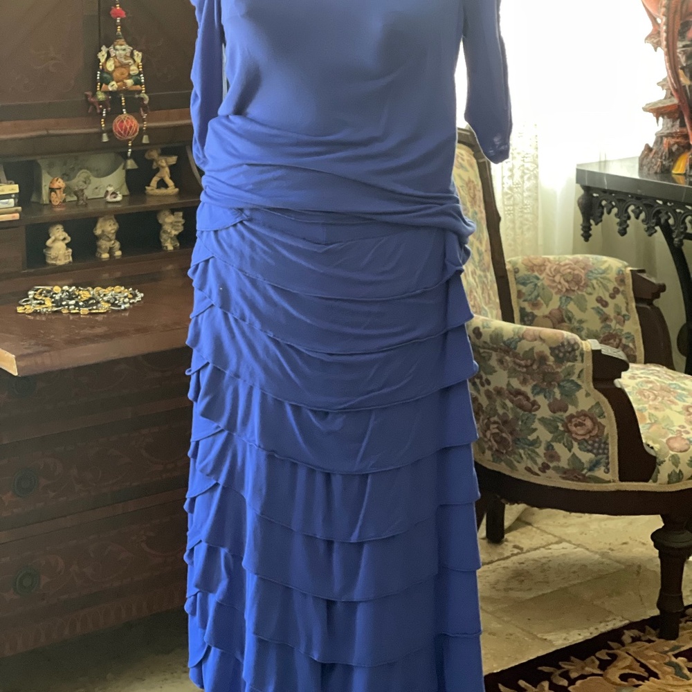 Blue ruffled ankle length skirt and top